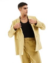 ASOS DESIGN oversized short sleeved suit jacket in slubby texture