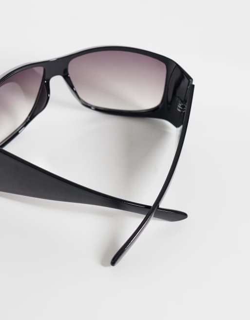 ASOS DESIGN oversized sunglasses in black frame with black lens, 2 of 3