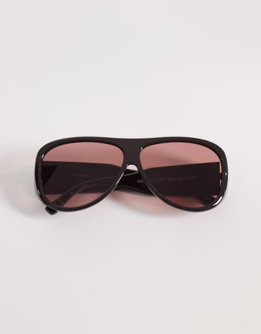 ASOS DESIGN oversized sunglasses in burgundy frame with burgundy lens, 3 of 3