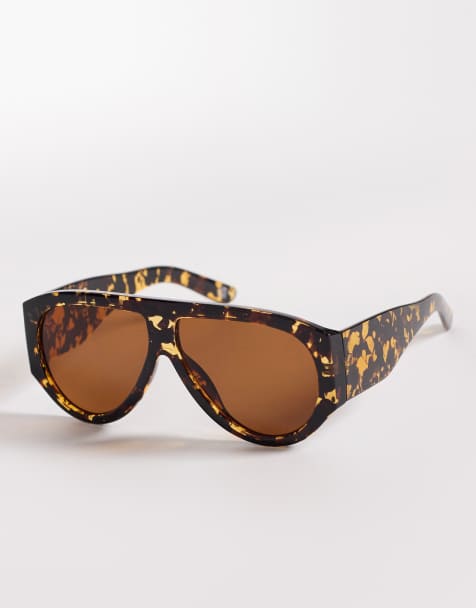 ASOS DESIGN oversized sunglasses with tortoise effect frames and brown lenses - view 1