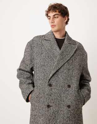 Asos Design Oversized Super Long Wool Look Overcoat In Black