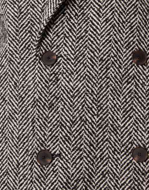 ASOS DESIGN oversized super long wool look overcoat in black herringbone