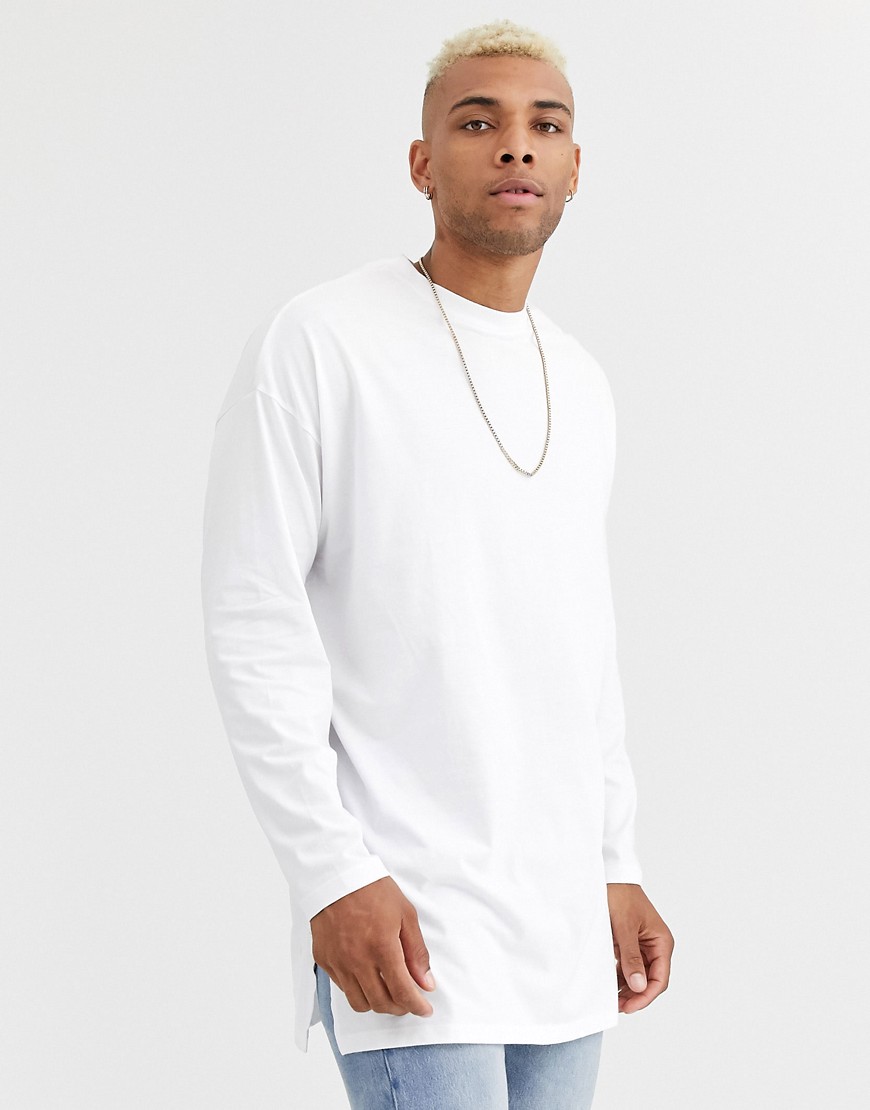ASOS DESIGN oversized super longline long sleeve t-shirt in white
