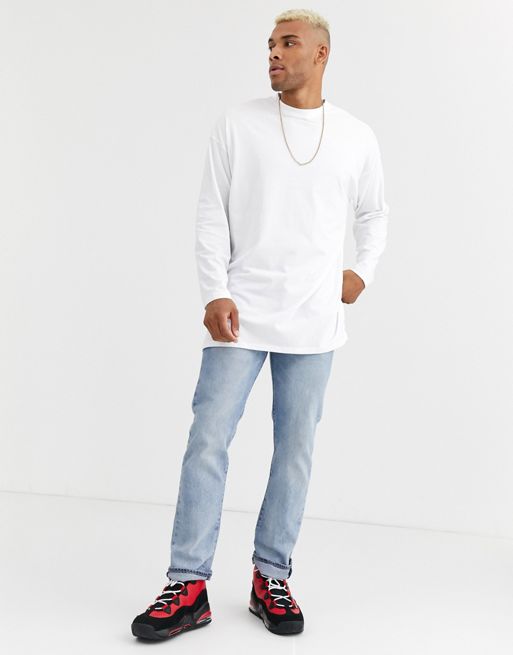 ASOS Shirt In Super Longline With Long Sleeves in White for Men