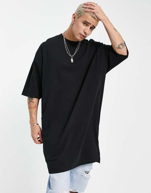 Oversized Diagonal Colorblock Longline T-Shirt