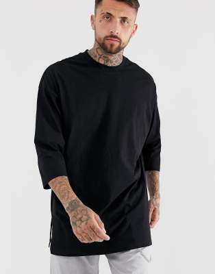 ASOS Super Oversized 3/4 Sleeve T-shirt In Grey in Gray for Men