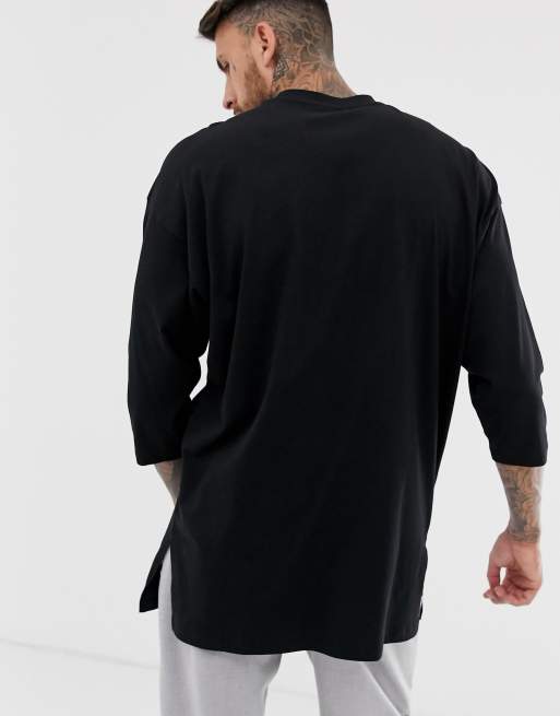 ASOS DESIGN 3/4 sleeve shirt in stretch cotton