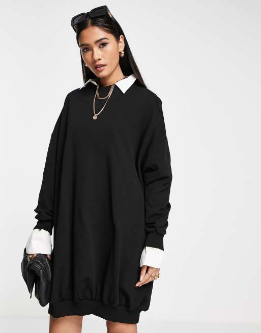 ASOS DESIGN oversized sweat dress in black