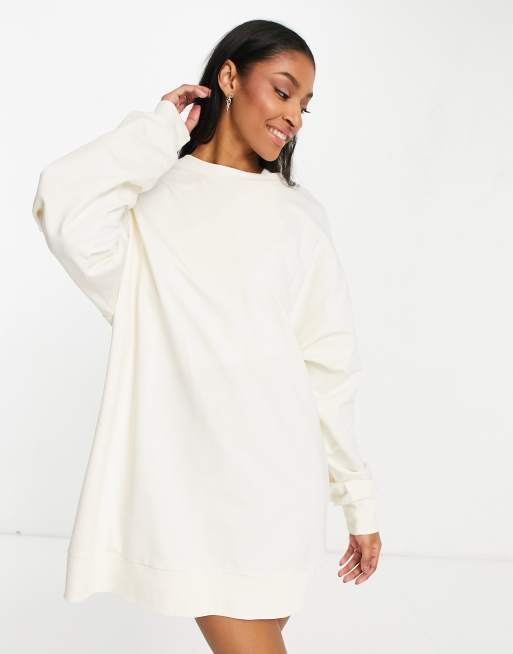 ASOS DESIGN oversized sweat mini dress in ecru | ASOS