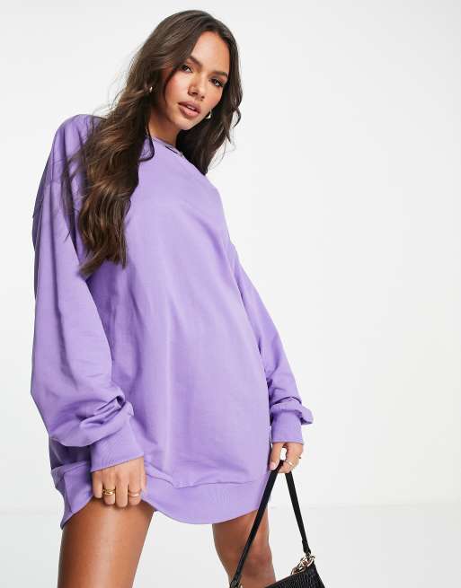 ASOS DESIGN oversized sweat mini dress in purple | ASOS