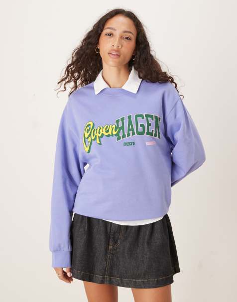 ASOS DESIGN oversized sweat with copenhagen graphic in lilac - view 1