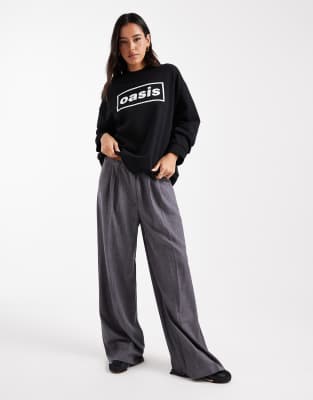 Asos Design Oversized Sweat With Oasis Licence Logo In Black