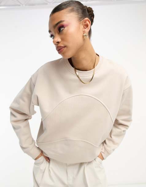 ASOS DESIGN oversized sweat with panelling in stone - view 1