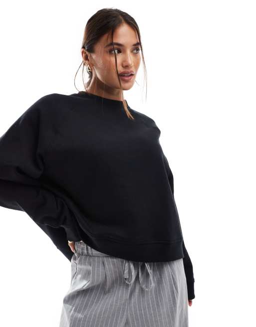 ASOS DESIGN oversized sweat with raglan detail in black | ASOS