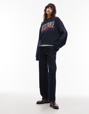 Asos Design Oversized Sweat With Restore Health Graphic In Blue