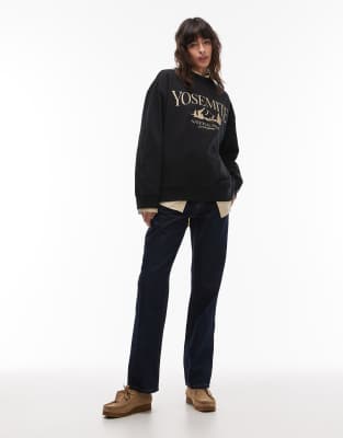 Asos Design Oversized Sweat With Yosemite Park Graphic In Black