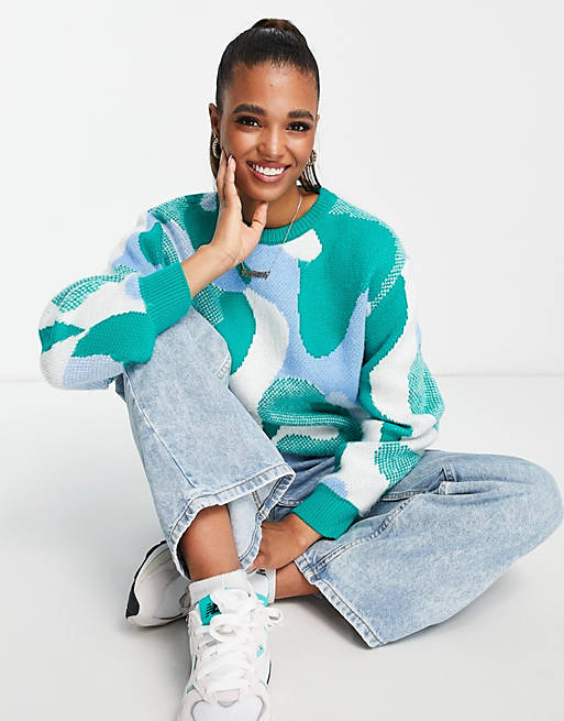ASOS DESIGN oversized sweater in abstract pattern