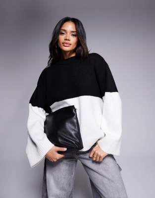 oversized sweater in black and white-Multi