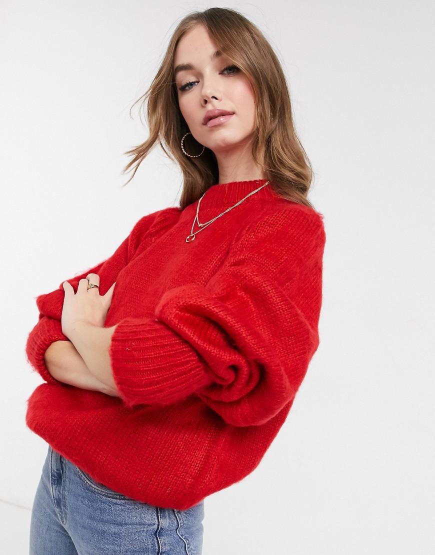 ASOS DESIGN oversized sweater in brushed yarn in red-Green