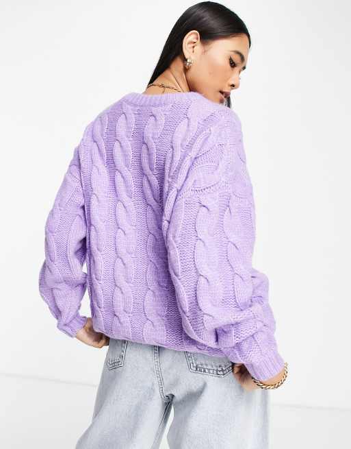 ASOS DESIGN oversized sweater in cable knit in lilac ASOS