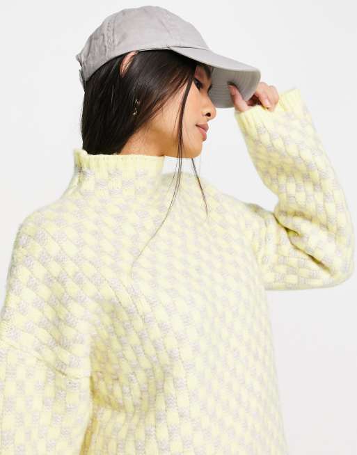 ASOS DESIGN oversized sweater in checkerboard stitch, 3 of 4