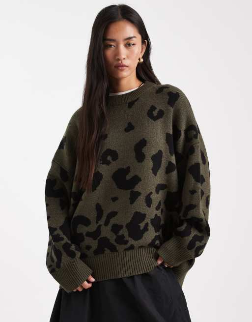 ASOS DESIGN oversized sweater in leopard