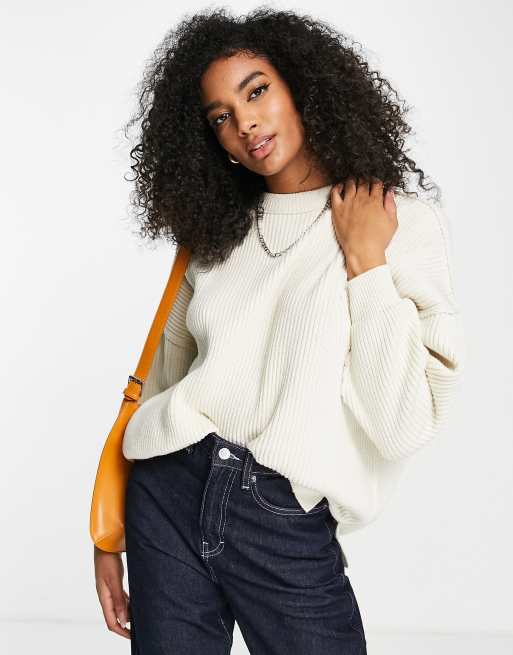 ASOS DESIGN oversized sweater in rib in cream | ASOS
