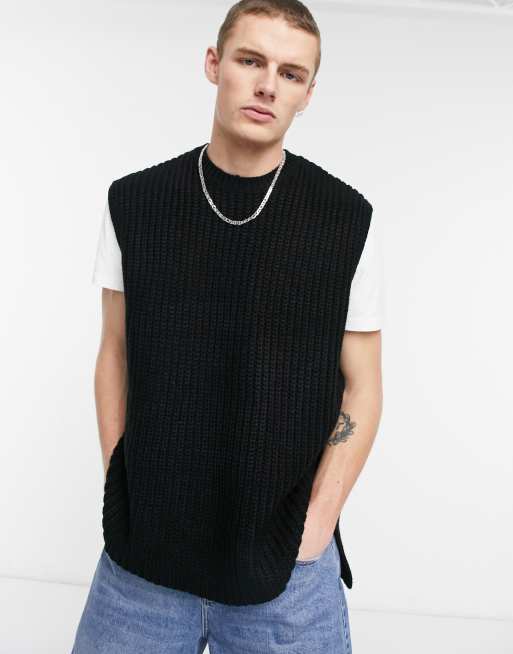 ASOS DESIGN oversized sweater vest in black