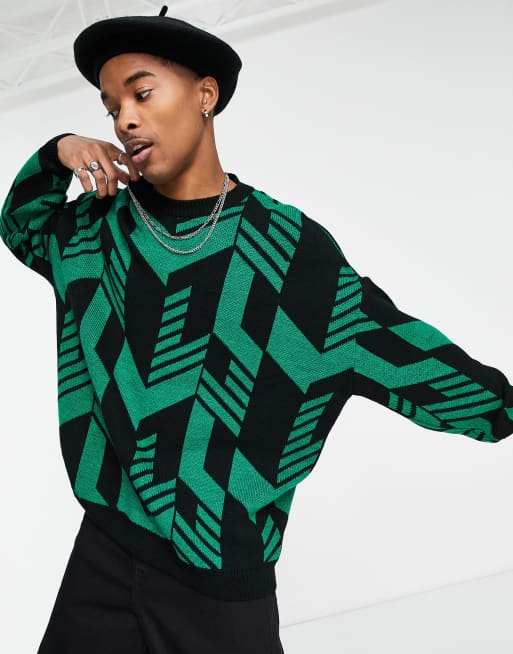 ASOS DESIGN oversized sweater with geo design