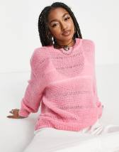 Missguided Petite diamond cable knit sweaters in pink