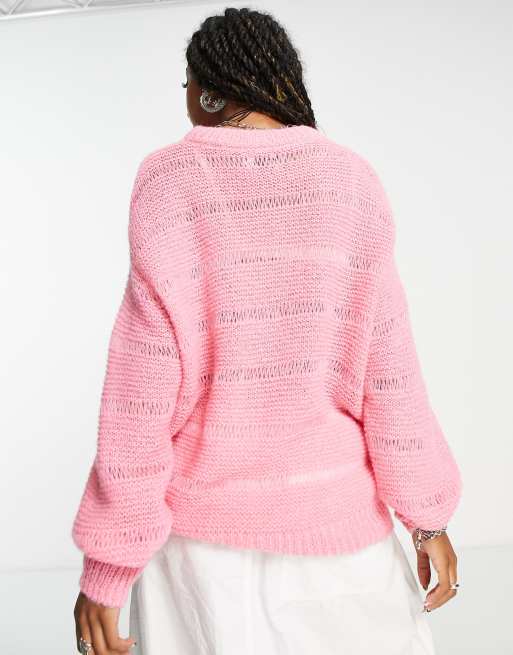 Basic Soft Touch Oversized Knit Sweater in Pink - Retro, Indie and