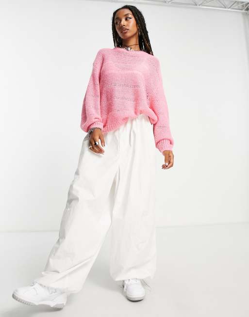 Basic Soft Touch Oversized Knit Sweater in Pink - Retro, Indie and