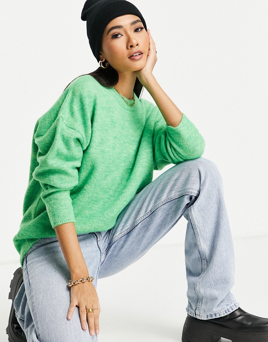 ASOS DESIGN oversized sweater with volume sleeve in green
