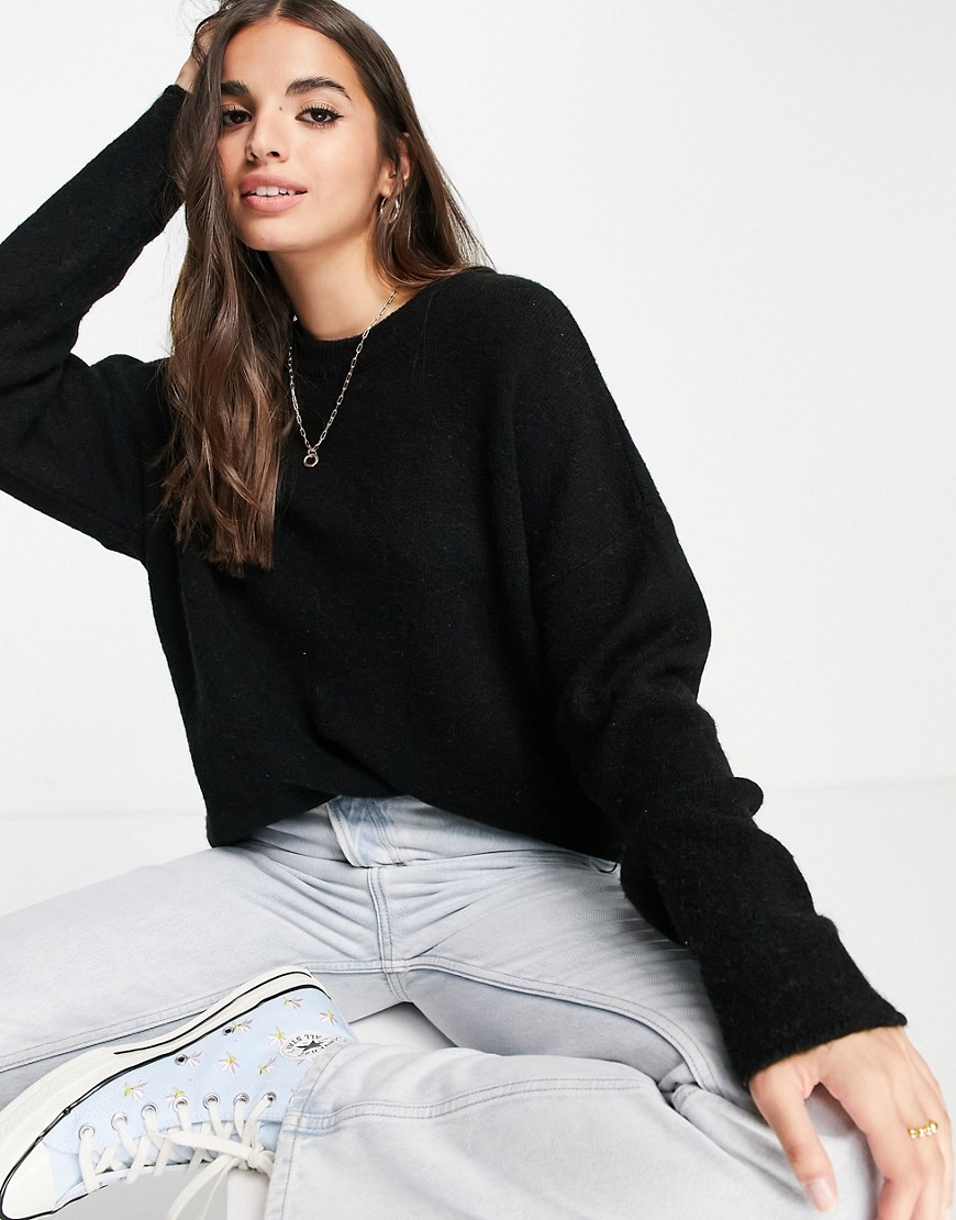 ASOS DESIGN oversized sweater with volume sleeves in black