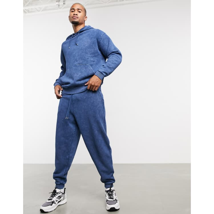 ASOS DESIGN oversized sweatpants in blue acid wash