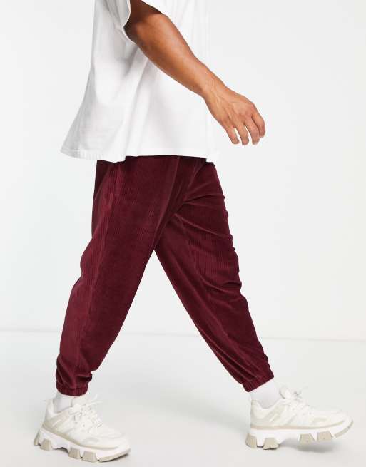 Reebok velour joggers in maroon exclusive to asos