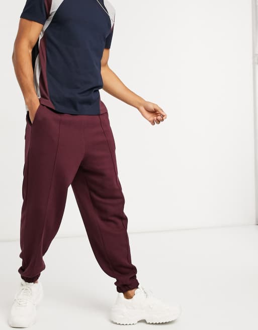 red oversized sweatpants