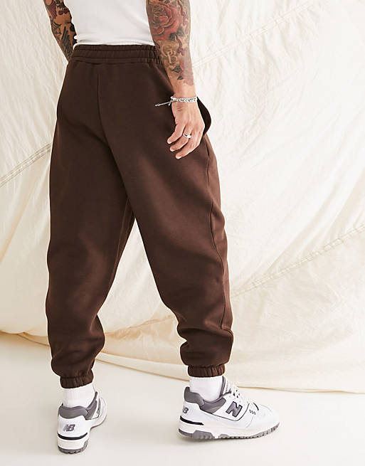 ASOS DESIGN oversized sweatpants in dark brown