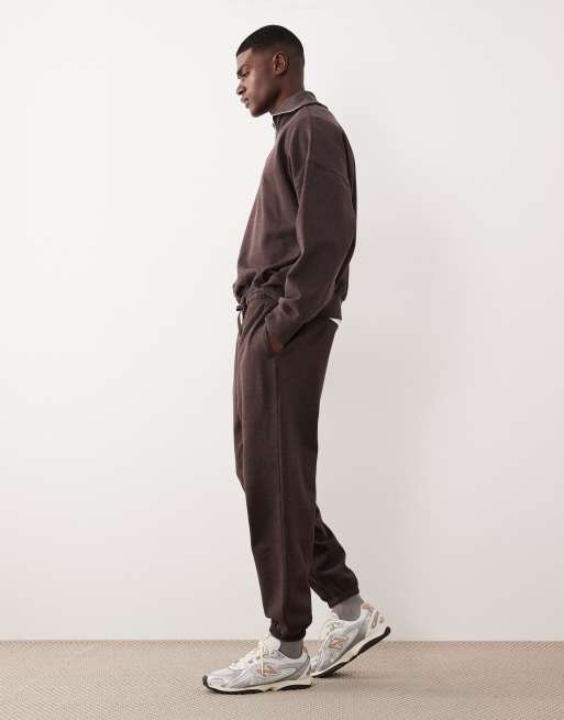 ASOS DESIGN oversized sweatpants in heathered brown, 3 of 5