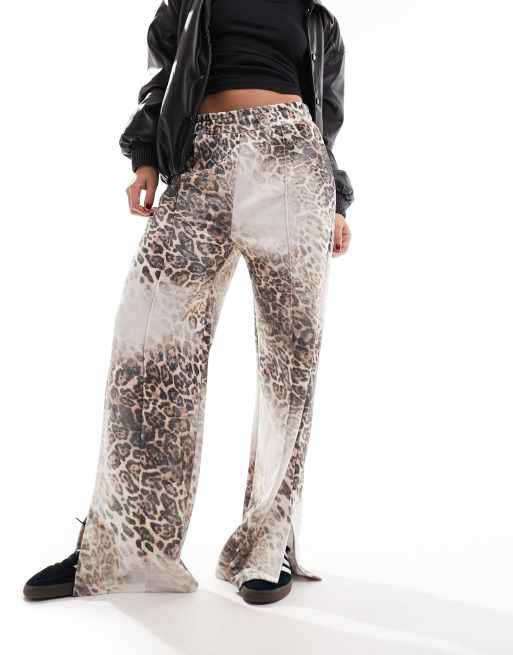 ASOS DESIGN cotton poplin wide leg pants in leopard print