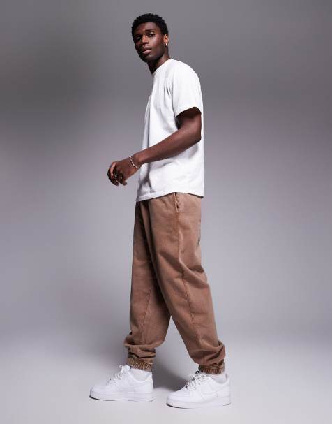 ASOS DESIGN oversized sweatpants in washed brown - part of a set - view 1