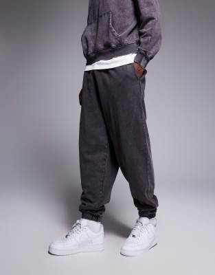 ASOS DESIGN oversized trackies in washed deep navy