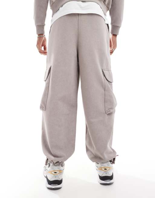 ASOS DESIGN oversized sweatpants with cargo pockets in washed brown - part of a set, 2 of 5