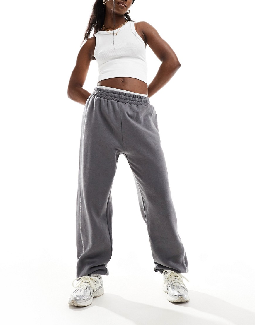 Asos Design Oversized Sweatpants With Exposed Seams In Charcoal-gray