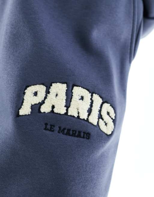 ASOS DESIGN oversized sweatpants with Paris graphic in light navy - part of a set, 2 of 5