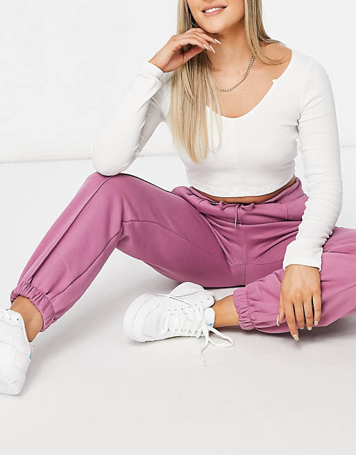 ASOS DESIGN oversized sweatpants with pintuck in berry