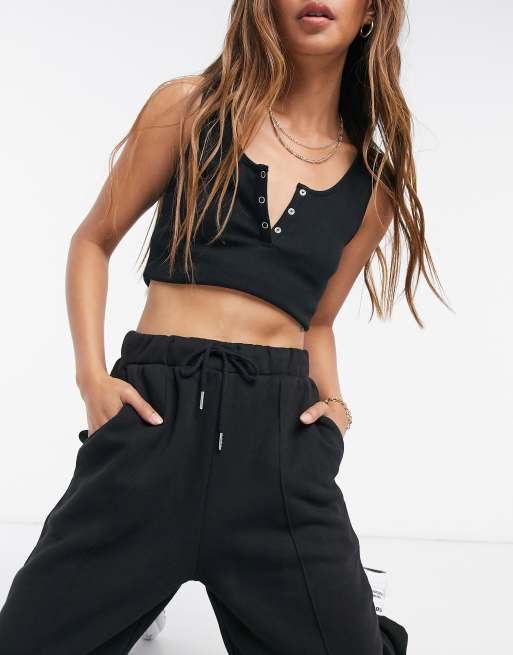 ASOS DESIGN oversized sweatpants with pintuck in black