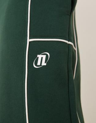 Asos Design Oversized Sweatpants With Piping And Print In Green