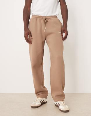 Asos Design Oversized Sweatpants With Print In Brown