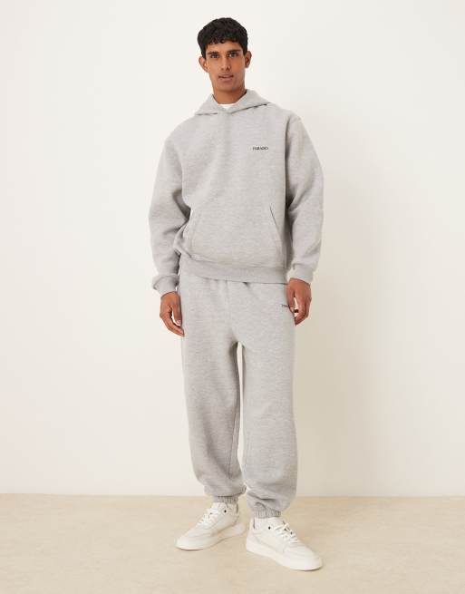 ASOS DESIGN oversized sweatpants with print in gray heather - part of a set